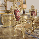 ACME Bernadette Pattern Fabric & Gold Finish Bernadette Arm Chair (Set-2) Model DN01472